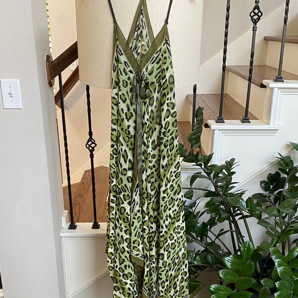 Green Leopard Print Maxi Dress